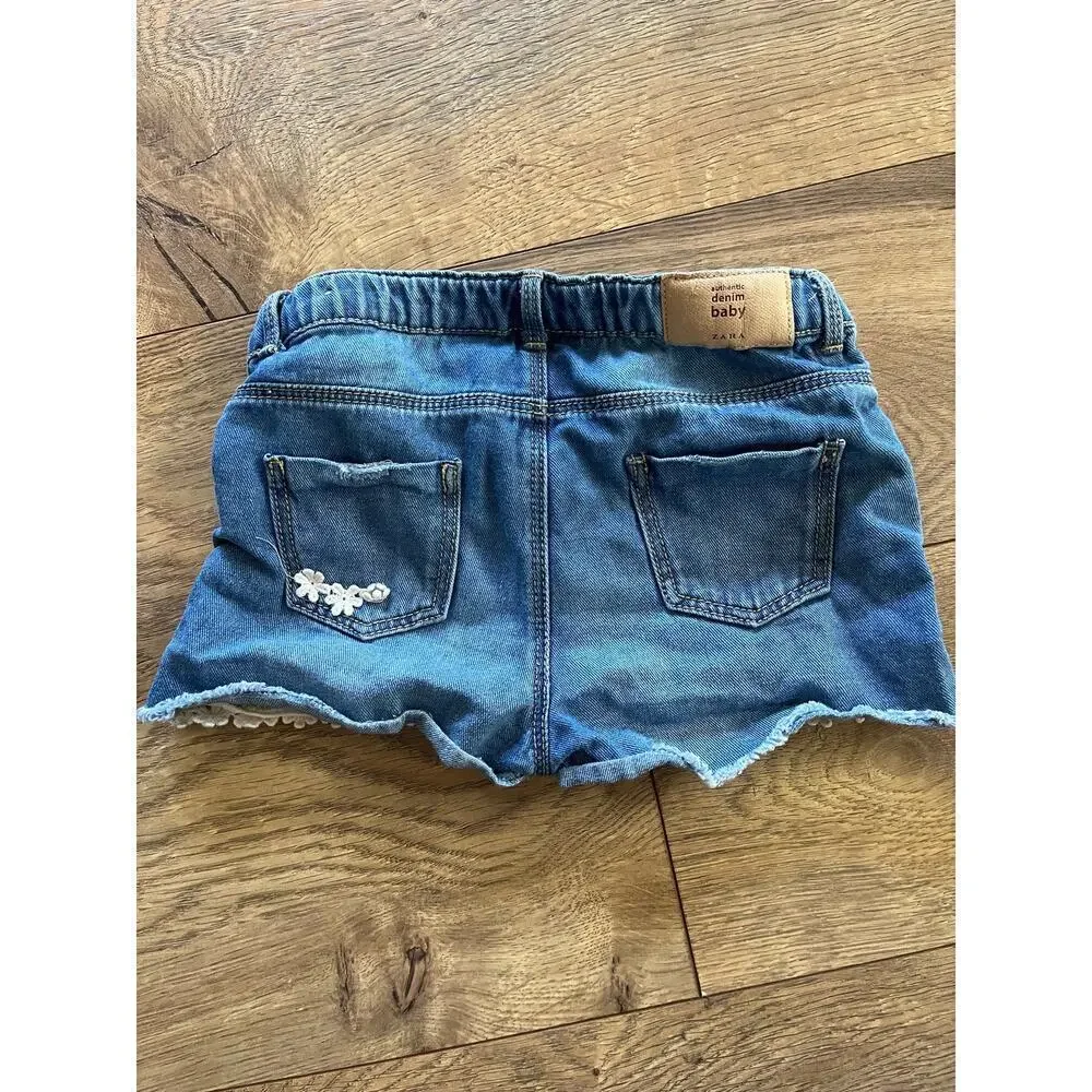 Zara baby jean shorts with lace girls size 2-3​​​​ - Picture 5 of 6